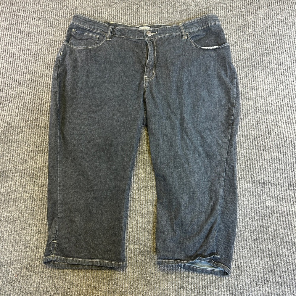 Lee Womens Plus Size 22W Dark Wash Denim Capris Lower on the Waist Stretch Jeans